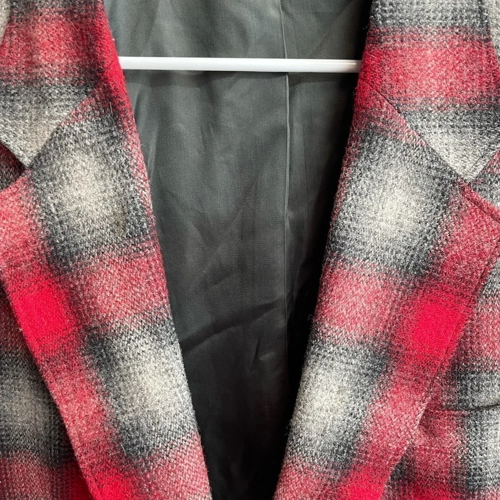 Y2K VINTAGE L WOOLRICH wool plaid Scandi Girl oversized masculine blazer USA - Picture 2 of 8